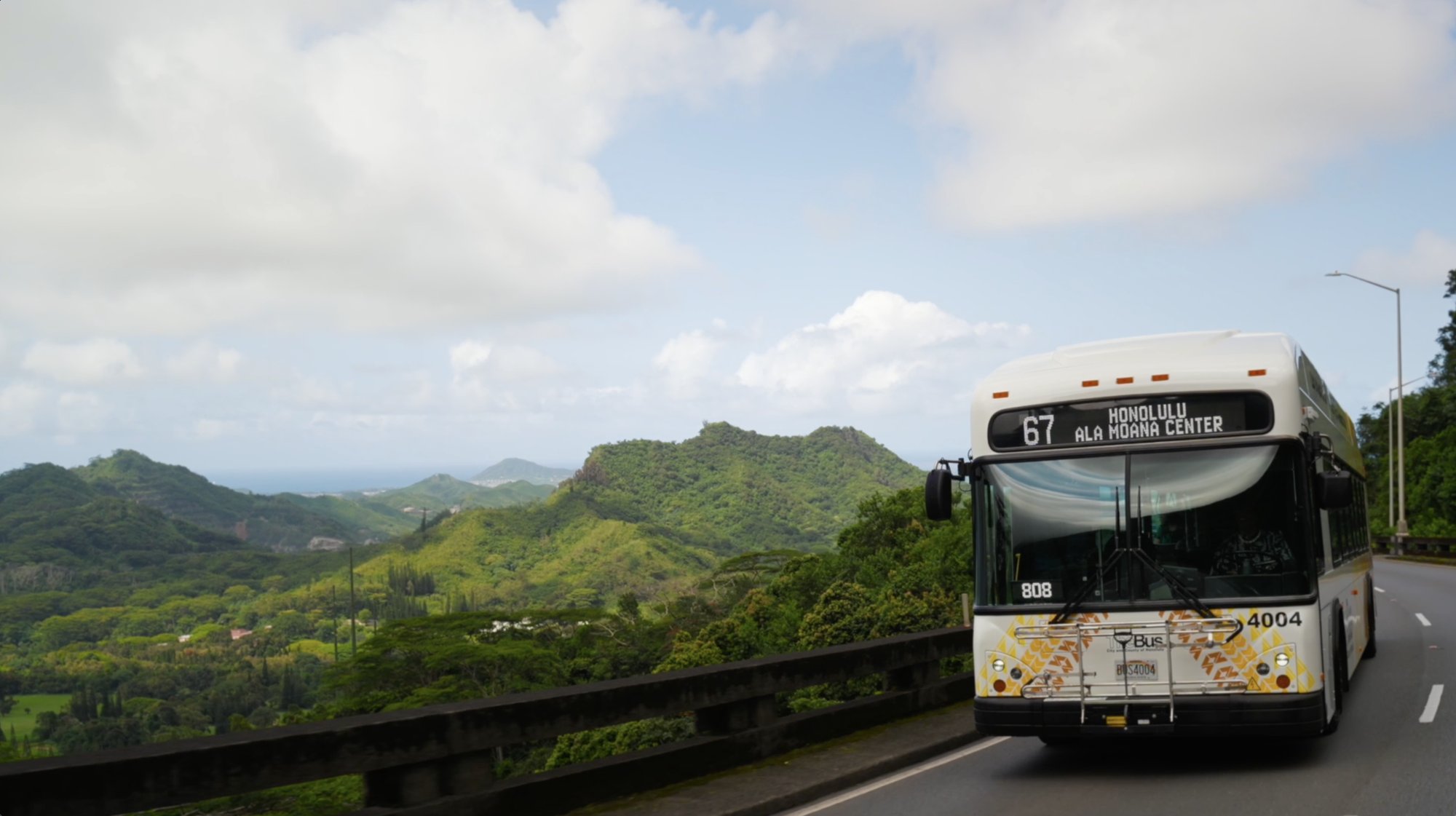 TheBus climbing the Pali Highway above windward Oʻahu
